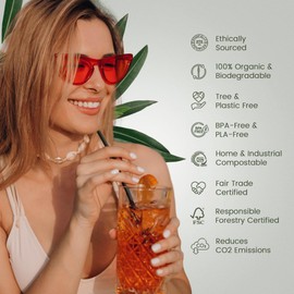 EcoPreps Black Bamboo Fiber Biodegradable Straws, 100% Compostable, Plastic-Free, Eco-Friendly Drinking Straws | 8'' Plant Fiber Disposable Straws, Durable for Hot & Cold Drinks (7.8” - 150 Straws)