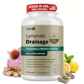 Lymphatic Drainage Supplements, Lymphatic Drainage Capsules for Immune Health & Fluid Balance – Natural Herbal with Echinacea, Dandelion & Burdock Root, Non-GMO, Vegan, Gluten Free - 120 Capsules