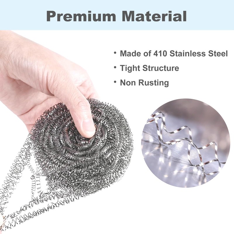 Stainless Steel Scourer,Cleaning Scrub Sponges, Heavy Duty Dishwashing Scouring Pad