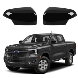 1 Pair Glossy Black Side Mirror Cover Caps for Ford Ranger 2015-2022, Directly Replace Style, Not Sticker