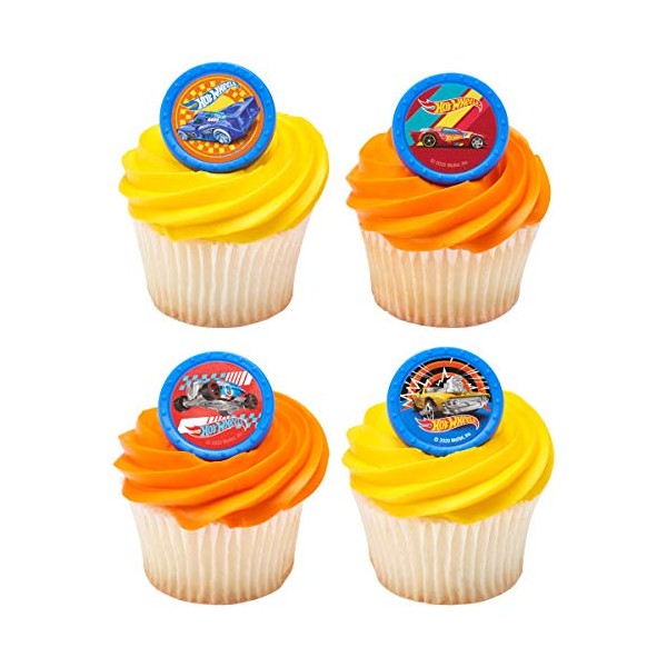 24 Hot Wheels Challenge Accepted Cars Cupcake Rings Toppers