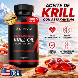 Krill Oil Astaxantina 2400 Mg 200 Cápsulas 100 Porciones