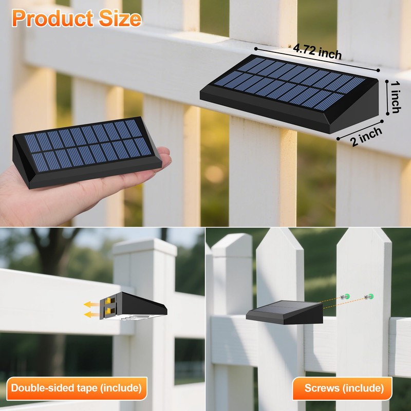 AUDLES Solar Fence Lights Outdoor, 8 Pack Fence Lights Solar