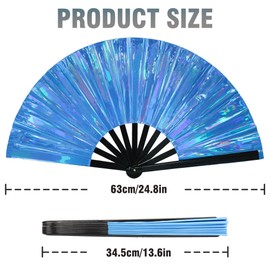 Fans for Line Dancing, 1 Pcs Boots On The Ground Hand Fan, Large Clacking Pop Fans That Make Sound, Women Men Foldable Clapping Handheld Fan for Line Dancing (Laser Blue)