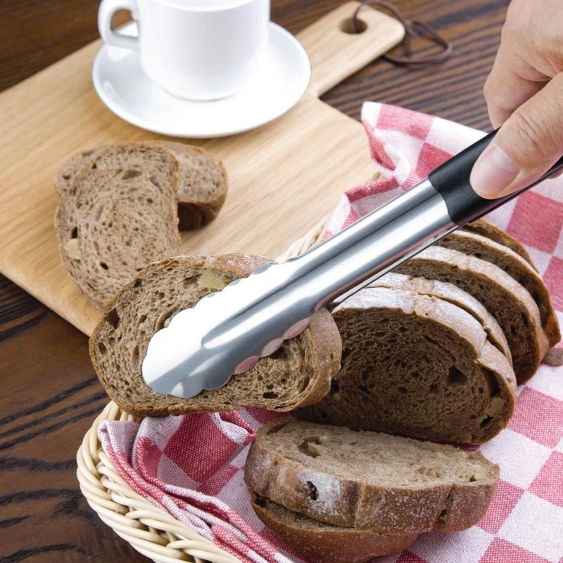 Hygiplas Pro-Grade Kitchen Serving Tongs 300mm, Black Colour Coded -