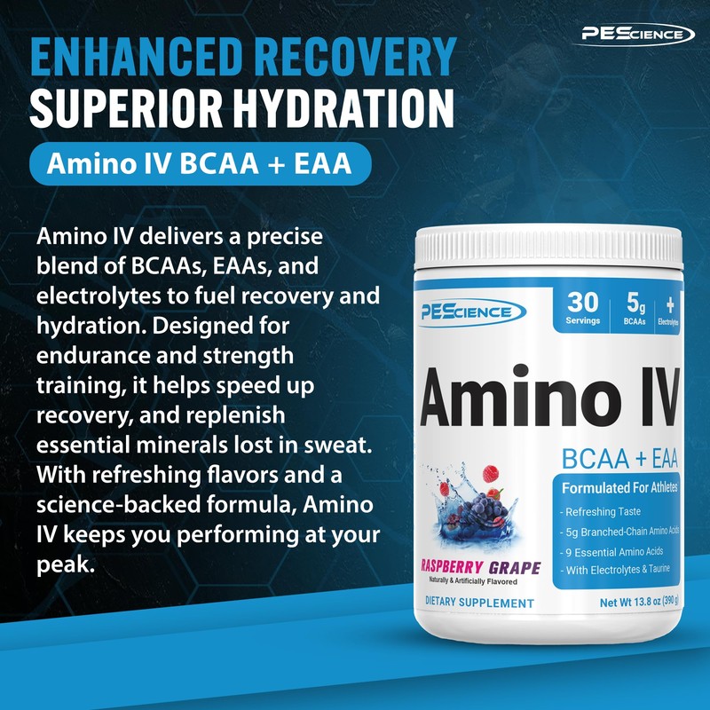 PEScience Amino IV BCAA & EAA Powder, Essential Amino Acids,