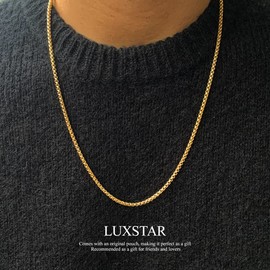 LUXSTAR Round Venetian Chain Necklace, Length: 17.7 - 23.6 inches (45 - 60 cm), Unisex, Hypoallergenic Metal, Surgical Stainless Steel, Simple