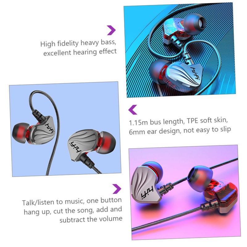SHOWERORO 1pc Ear Bass Headphones with Microphone Wired Earphones for