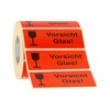 593101 Caution Glass Labels 90 x 35 mm Red Pack