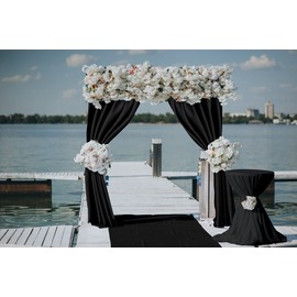 Joydeco Black Backdrop Curtain for Parties, Wrinkle Free Black Backdrop Drapes for Party Home Party, Curtains Backdrop 5ft x 8ft 2 Panels with Rod Pockets