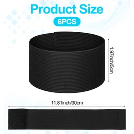6PCS Black Arm Bands Mourning, Nylon Football Arm Bands, Adjustable Elastic for Soccer Basketball Funeral Mourning (Black)