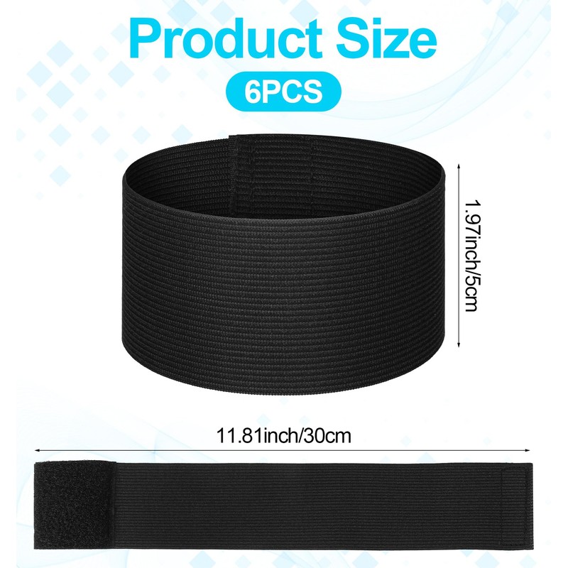 6PCS Black Arm Bands Mourning, Nylon Football Arm Bands, Adjustable