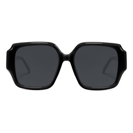SOJOS Big Retro Square Polarized Sunglasses Womens Mens 70s 80s Vintage Oversized Sunnies SJ2359, Black/Grey