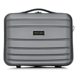 WITTCHEN Cosmetic Case Travel Suitcase Carry-On Cabin Luggage Hardshell Made of ABS Combination Lock Globe Line Grey