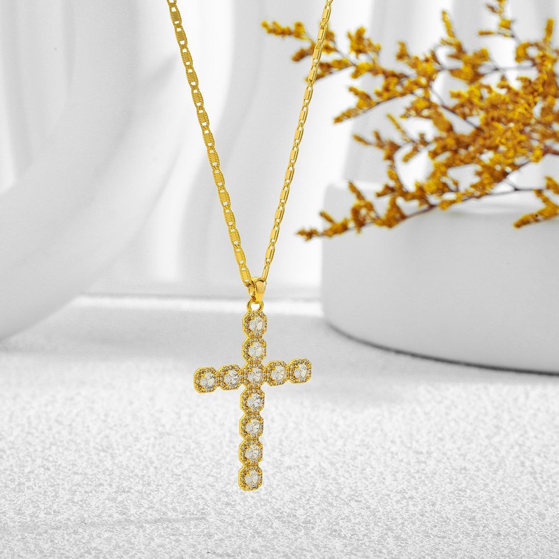 LILIE&WHITE Necklace for Women Gold-Tone Cross Pendant Necklace - Elegant