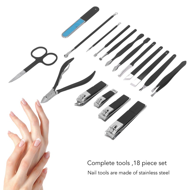 18 Pcs Manicure Set Portable Eyebrow Trimmer Dead Skin Pliers