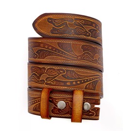 BISON DENIM Western Genuine Leather Belts for Men without Buckle Cowboy Belt 1.5" Belt for Jeans