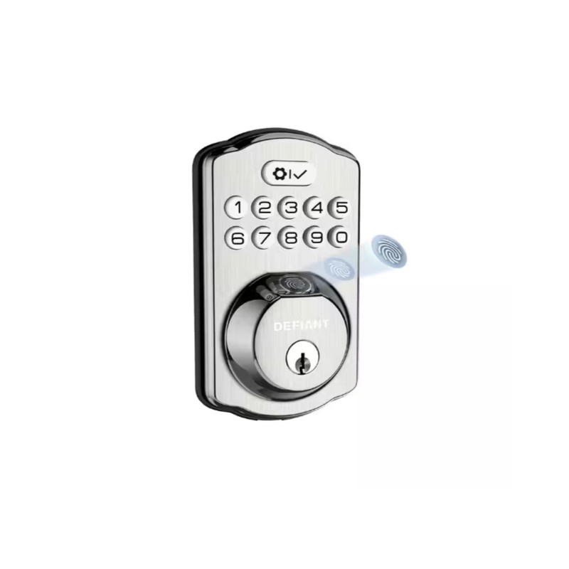 Defiant Electronic Fingerprint Deadbolt Door Lock BackLit Keypad - SATIN
