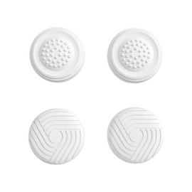 PlayVital Steam Deck LCD Thumb Grip Cap, Joystick Cap Cover for PS Portal, Grip Joystick Cap for Steam Deck OLED, Samurai & Guardian Edition [White]