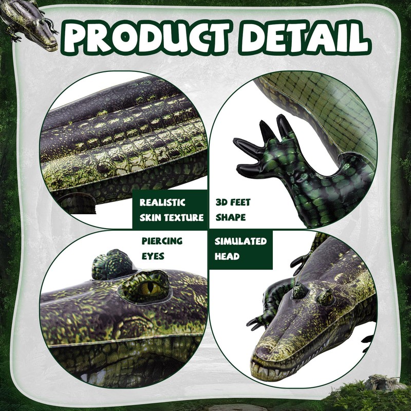 Liliful 2 Pcs 49 Inch Inflatable Alligator Pool Float Floating