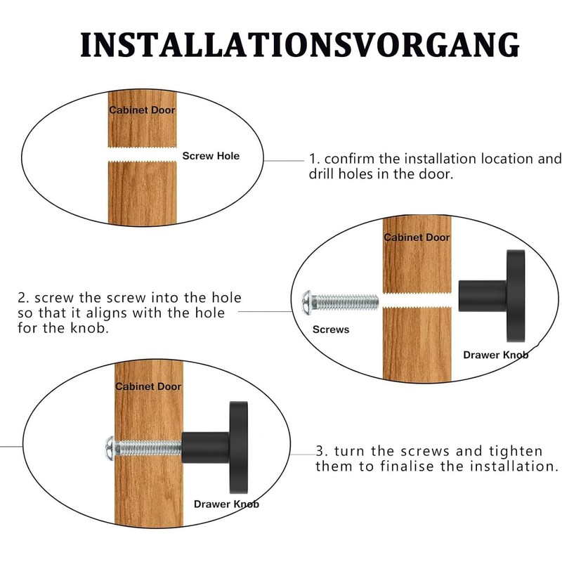 DILUSILK 4 Sets Black Door Knobs Kitchen Cabinet Knobs Round