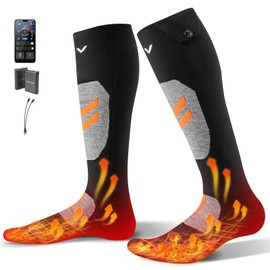 VEVOR Heated Socks, 5000mAh Battery Powered, Rechargeable Heating Socks with 4 Heating Levels, Electric Heated Sock with APP Control for Men Women, Foot Warmer for Hunting Riding Camping Hiking