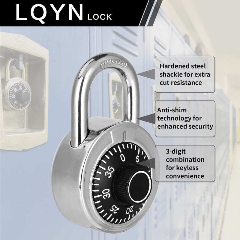 Combination Lock, LQYN Standard Dial Combination Lock, Pack of 12;