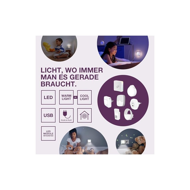 OSRAM RGB Socket Night Light, RGB Color Changing Daylight Sensor,
