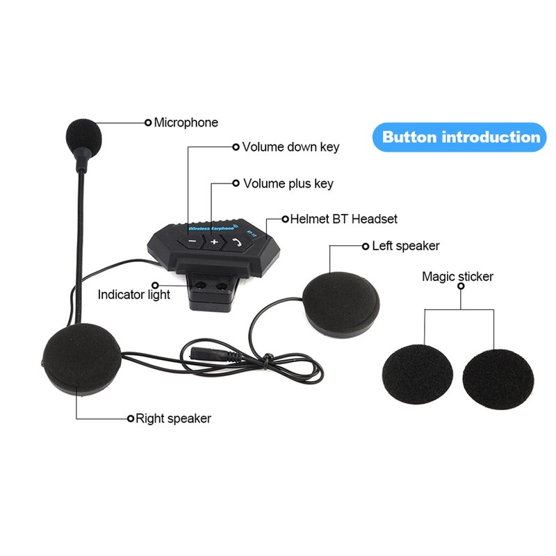 1 Pair Motorcycle Helmet BT Headset Headphone Speakers Support Handsfree