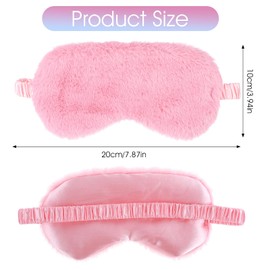 2 Pcs Plush Eye Mask Soft Sleeping Blindfold Eye Cover Comfortable Furry Faux Fur Sleeping Mask Satin Nap Night Eyeshade Cover for Women Men Gift (Blue, Pink)