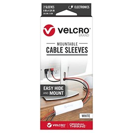 VELCRO Brand Mountable Cable Management Sleeve | Cord Hider Mounts on Walls or Desk | Pefect Wire Organizer for Home or Office | Removable Damage Free Adhesive | 12in White, 2pk, 12in - 2Pk