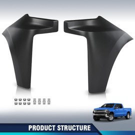 PIT66 Front Bumper End Cap Extension Left & Right Side Compatible with Chevy Silverado 1500 2019-2022 GM1016110, GM1017110 Black