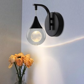 WillWant Crystal Wall Sconce，Led Moon Wall Lamp，Modern Wall Lights for Bathroom, Bedroom, Living Room, Hallway，3300k，Dimmable，Matte Black