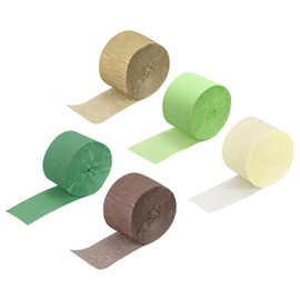 MECCANIXITY Crepe Paper Streamer Party Streamer Decorations 1.8 Inch x 27 Ft for Birthday Party Wedding Festival Party Decorations, Green, Dark Green, Gold, Beige, Brown, Pack of 10