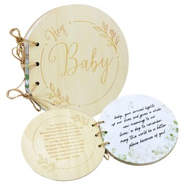 80 Pages Baby Shower Guest Book, Wooden Baby Shower Book Registry for Guest Check-in, Blessings for The Baby And Advice for New Parents And Moms-to-be