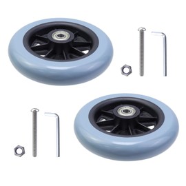 Semetall 5 Inch Wheel Replacement for Wheelchairs,2PCS Universal Walker Casters Rollers Wheels for Wheelchairs, Rollators,Walkers with 80mm Screws & L-Wrench-Grey