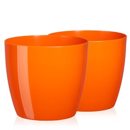 Tymar Pack of 2 Round Shape Planter (Orange, Diameter 9.5 cm)