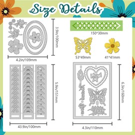 DELORIGIN Folded Edges Cutting Dies Card Making Die Stencil Metal Butterfly Flower Border Die Cuts Card Scrapbooking Embossing Template Dies for Greeting Cards Craft Paper Album Invitation Decor