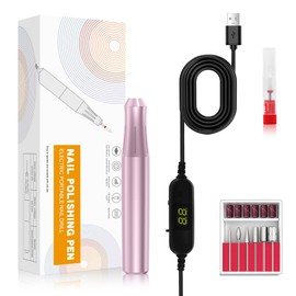 Portable Electric Nail with Ceramic Polishing Head,Nail File Display Screen DC12V USB Strong Power Efile for Acrylic Gel Nails,Manicure Pedicure Polishing Shape Tools Design for Home Salon (Pink)