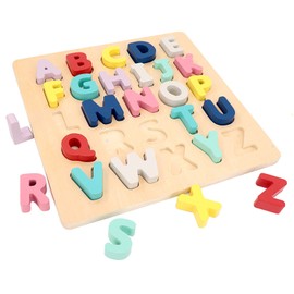 Leo & Friends Wooden Chunky Alphabet Puzzle - Preschoolers, Chunky ABC Blocks and Puzzle Board for Kids 3+, Learn Letters, Spelling, Sounds, and Building Sentences