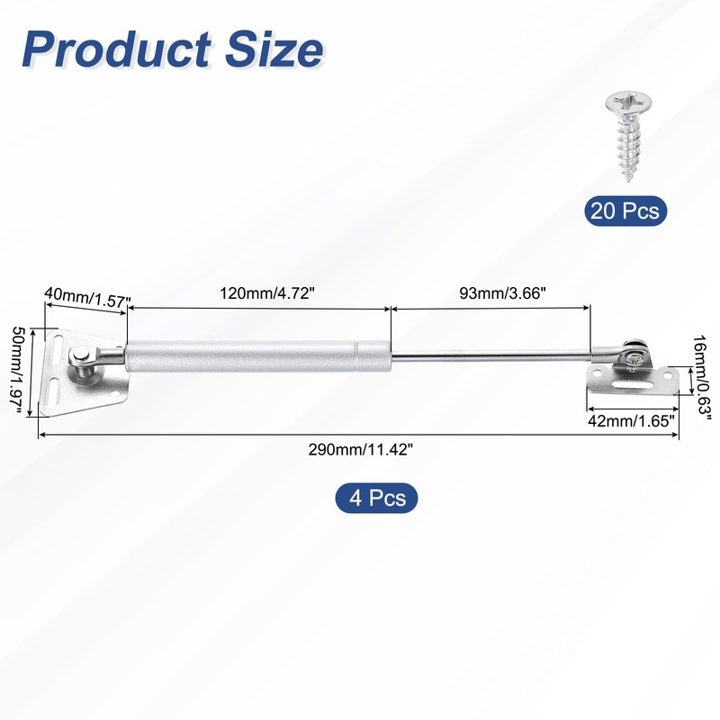 sourcing map 4Pcs Lid Support Hinges, 100N Gas Struts Soft