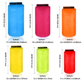6 Pieces Waterproof Dry Bag Set Dry Sacks Lightweight Airtight Combo Set with 20 L 15 L 10 L 8 L 5 L 3 L Sacks and Long Adjustable Shoulder Strap for Kayaking Boating Hiking Camping (Bright Color)