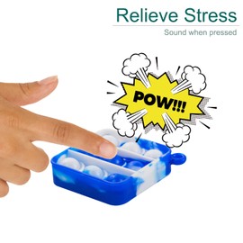 30 Pcs Mini Pop Fidget Keychain Toys,Small Square Push Its Bubble Poper Bulk Hand Toy Party Favors Pops Fidgets Tiny Key Chain Pack Anxiety Stress Reliever Gifts Kids Adults