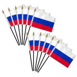 Russia 4x6in Stick Flag - 1 dozen pack