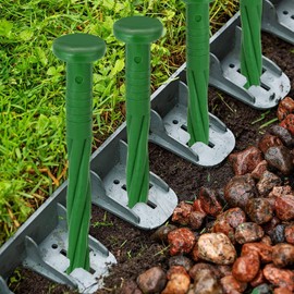 JMIATRY 100 Pack Plastic Edging Stakes 8 Inches Landscape Spikes Green Edging Steaks Landscape Anchoring Spikes Garden Landscaping Nails for Artificial Turf, Paver Edging, Weed Barriers,Tent