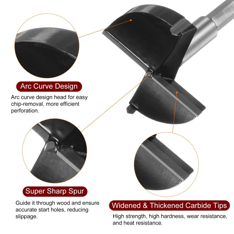 sourcing map Forstner Drill Bit 73mm (2-7/8") Tungsten Carbide Wood