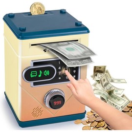 Children's Touch Screen Piggy Bank, Electronic Piggy Bank for Boys and Girls Coin Saving Box ATM Piggy Bank Toy Suitable for Children Aged 3 4 5 6 7+, Password Piggy Bank Birthday Easter Gift (Yellow) Decor Ornaments  bo deposit - Color: black