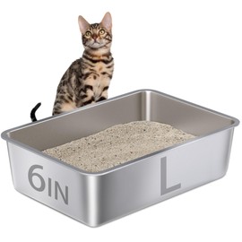 EGMEHOAD Stainless Steel Litter Box-Metal Litter Box Large for Cats Easy to Clean,Large Metal Cats Box Litter, Litter Boxes for Cat/Kitty/Rabbits,Non Stick, No Smell