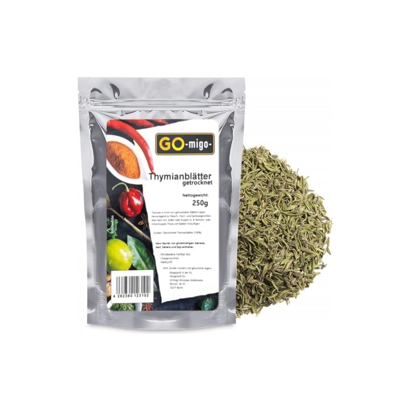 Thymianblätter getrocknet 250g Feinste Qualität- GOmigo