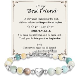 wynn's Gifts for Best friend, Heart Charm Healing Stone Bracelet Friendship Gifts for Women Girls on Birthday Christmas Graduation